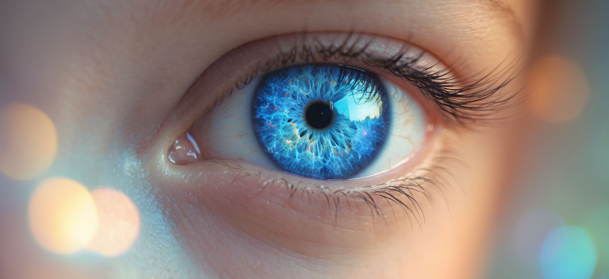 child's blue eye